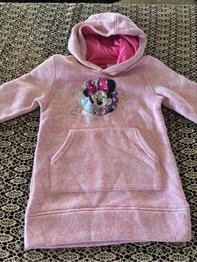 Disney Pink Minnie Mouse Hooded Kids Sweatshirt Dress